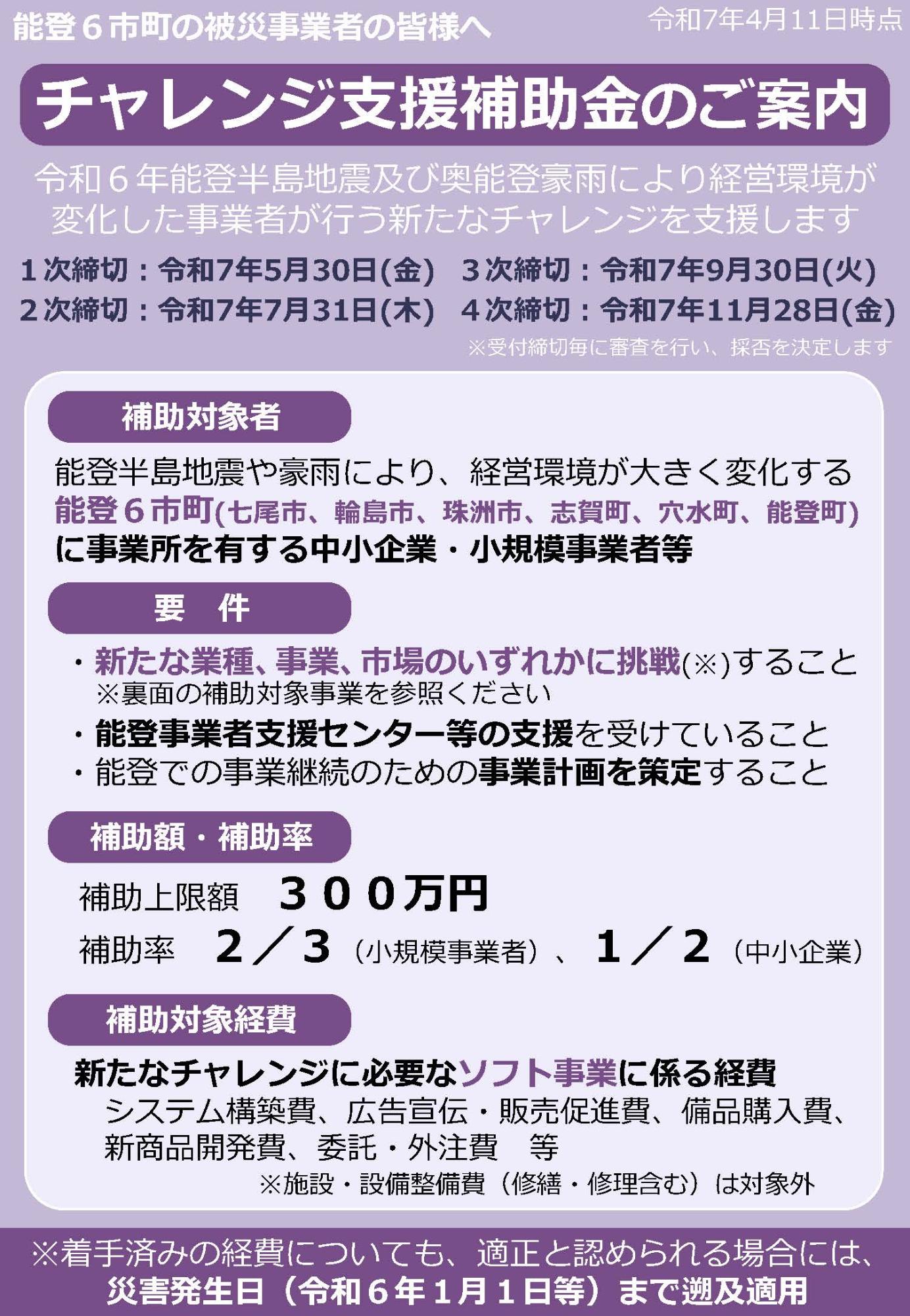 チャレンジ補助金チラシ1