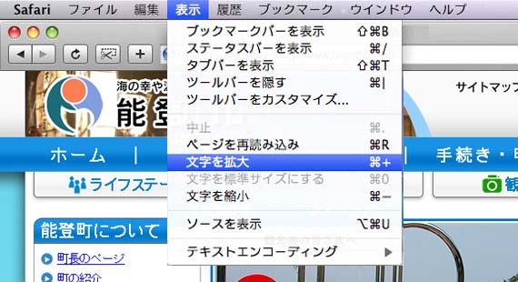 Mac OS X Safariをご利用の場合